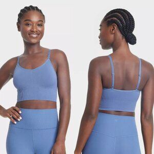 All in Motion Blue/Navy Blue Longline Sports Bra, M, XL